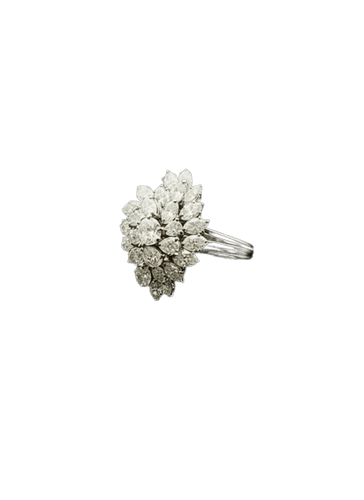 Bague 54 Rosée de lumière - Bague en or blanc bruni et diamants 58 Facettes