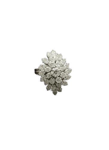 Bague 54 Rosée de lumière - Bague en or blanc bruni et diamants 58 Facettes