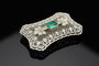 Broche Il Reticolo dei Sogni - Broche en platine diamants et émeraude 58 Facettes spilla platino