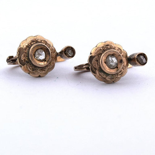 Boucles d'oreilles Boucles d’oreilles victoriennes anciennes en or 14 kt avec diamants 58 Facettes OR153 (0029)