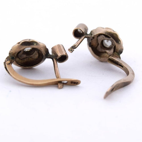 Boucles d'oreilles Boucles d’oreilles victoriennes anciennes en or 14 kt avec diamants 58 Facettes OR153 (0029)