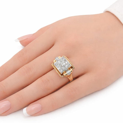 Bague 54 Bague bandeau Art déco en or rose 18k et platine avec diamants 58 Facettes Bague bandeau