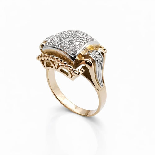 Bague 54 Bague bandeau Art déco en or rose 18k et platine avec diamants 58 Facettes Bague bandeau