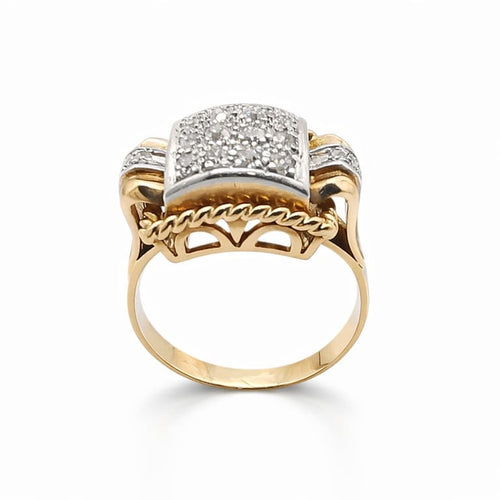 Bague 54 Bague bandeau Art déco en or rose 18k et platine avec diamants 58 Facettes Bague bandeau