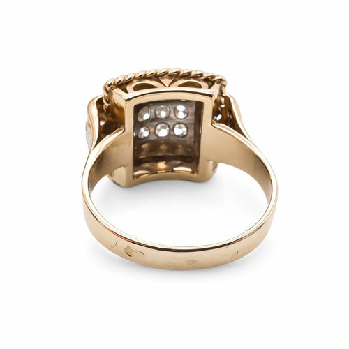 Bague 54 Bague bandeau Art déco en or rose 18k et platine avec diamants 58 Facettes Bague bandeau