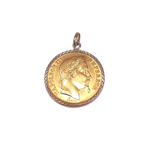 Pendentif Pendentif pièce 20 Francs Napoléon III en or jaune 18K et diamants 58 Facettes PDF.Napo-2153