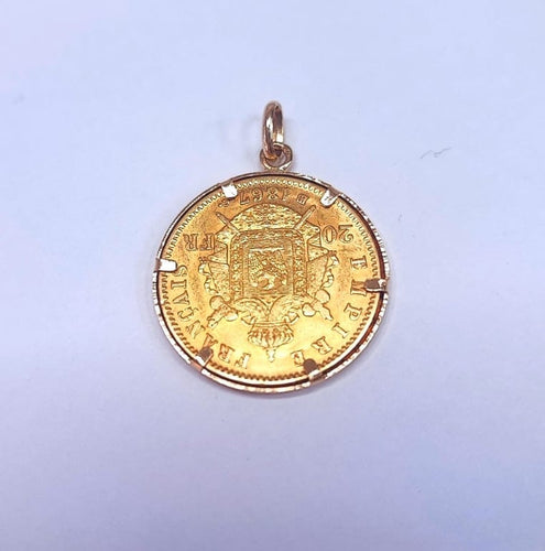 Pendentif Pendentif pièce 20 Francs Napoléon III en or jaune 18K et diamants 58 Facettes PDF.Napo-2153