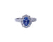 Bague 55 Bague marguerite saphir en or blanc 18K et diamants 58 Facettes BAG.MARGT.S.LIGNE
