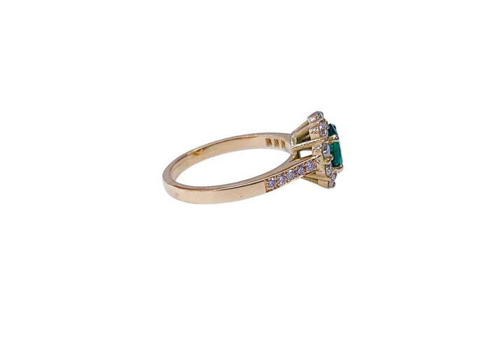 Bague 55 Bague marguerite émeraude et diamants en or jaune 18K 58 Facettes BAG.MARGT.E.LIGNE