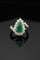 Bague 56 Goccia di Bosco - Bague en or blanc avec émeraude et diamants 58 Facettes anello goccia smeraldo