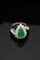 Bague 56 Goccia di Bosco - Bague en or blanc avec émeraude et diamants 58 Facettes anello goccia smeraldo