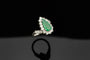 Bague 56 Goccia di Bosco - Bague en or blanc avec émeraude et diamants 58 Facettes anello goccia smeraldo