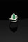 Bague 56 Goccia di Bosco - Bague en or blanc avec émeraude et diamants 58 Facettes anello goccia smeraldo