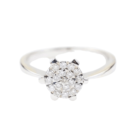 Bague 57 Bague rosette en or blanc 18 carats et diamants taille brillant 0,28 ct 58 Facettes 159/24K