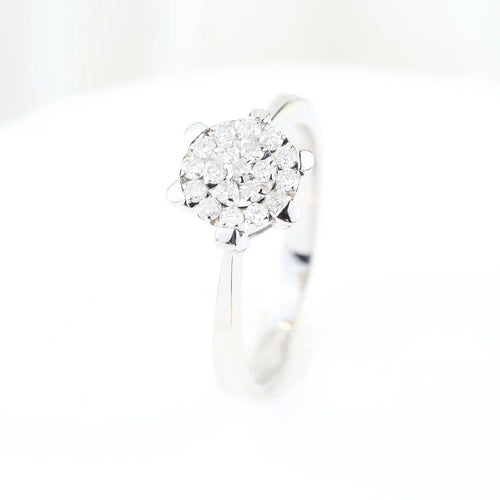 Bague 57 Bague rosette en or blanc 18 carats et diamants taille brillant 0,28 ct 58 Facettes 159/24K