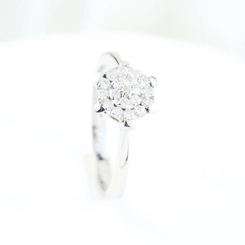 Bague 57 Bague rosette en or blanc 18 carats et diamants taille brillant 0,28 ct 58 Facettes 159/24K