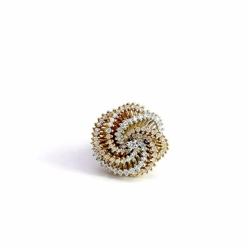 Bague 55 Bague fleur bicolore en or 750 avec diamants 1,20 ct 58 Facettes 50422