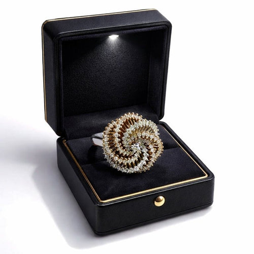 Bague 55 Bague fleur bicolore en or 750 avec diamants 1,20 ct 58 Facettes 50422