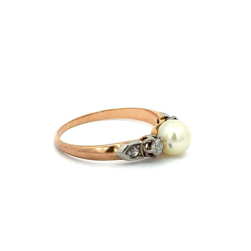 Bague 52 Bague classique en or 18k avec perle et diamants 58 Facettes 50117