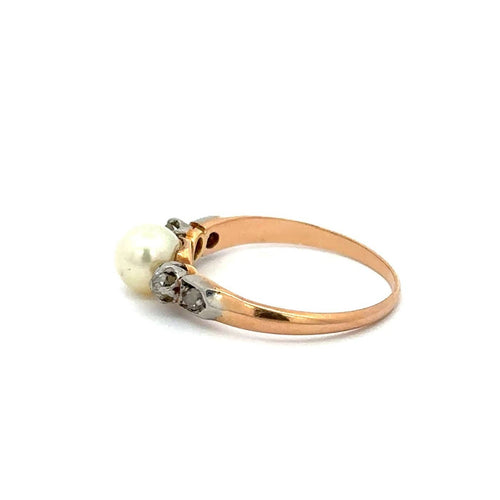 Bague 54 Bague classique en or 18k avec perle et diamants 58 Facettes 50117