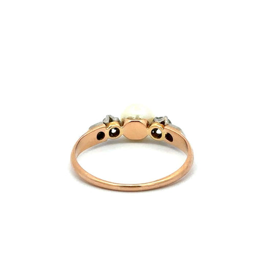 Bague 54 Bague classique en or 18k avec perle et diamants 58 Facettes 50117