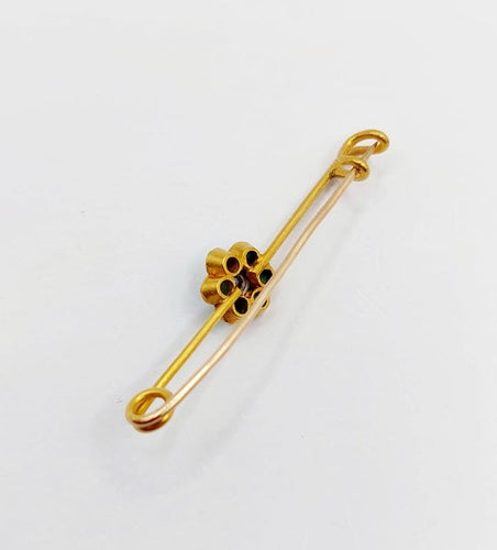 Broche Broche épingle à nourrice marguerite en or 18k, diamant et turquoises 58 Facettes A06686
