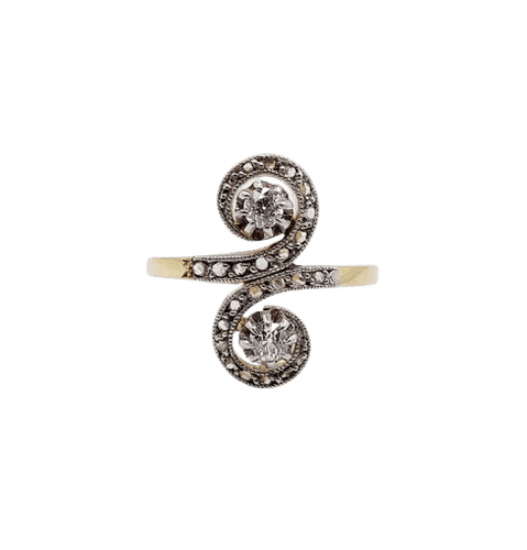Bague 50 Bague toi et moi marquise en or 18k et platine avec diamants 58 Facettes A06687