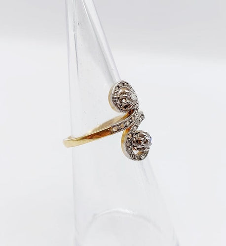 Bague 50 Bague toi et moi marquise en or 18k et platine avec diamants 58 Facettes A06687