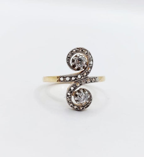 Bague 50 Bague toi et moi marquise en or 18k et platine avec diamants 58 Facettes A06687