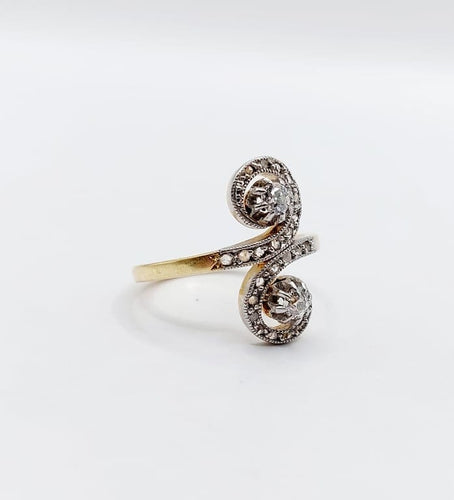 Bague 50 Bague toi et moi marquise en or 18k et platine avec diamants 58 Facettes A06687