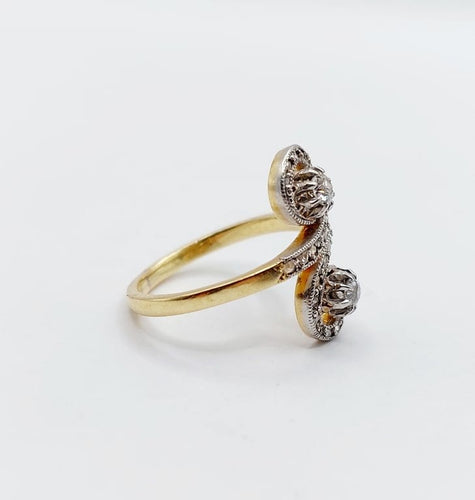 Bague 50 Bague toi et moi marquise en or 18k et platine avec diamants 58 Facettes A06687