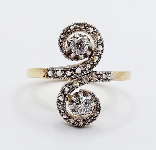 Bague 50 Bague toi et moi marquise en or 18k et platine avec diamants 58 Facettes A06687