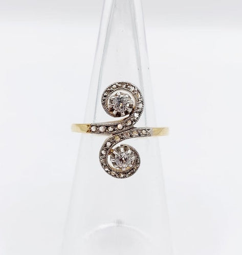 Bague 50 Bague toi et moi marquise en or 18k et platine avec diamants 58 Facettes A06687