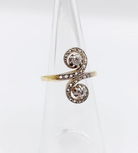 Bague 50 Bague toi et moi marquise en or 18k et platine avec diamants 58 Facettes A06687