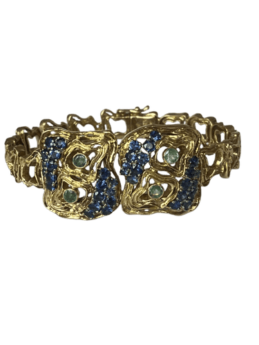 Bracelet LALAOUNIS - Bracelet or jaune, saphirs, émeraudes 58 Facettes LOT 6253