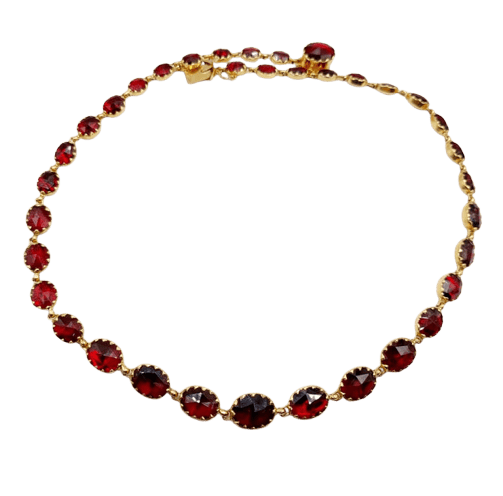 Collier Collier antique en or 18 carats aux grenats de Perpignan (circa 1920) 58 Facettes A06698