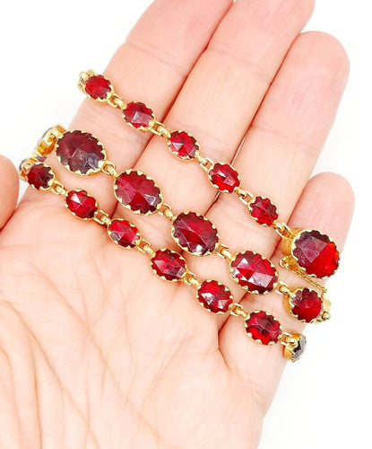 Collier Collier antique en or 18 carats aux grenats de Perpignan (circa 1920) 58 Facettes A06698