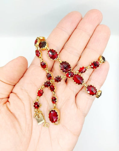 Collier Collier antique en or 18 carats aux grenats de Perpignan (circa 1920) 58 Facettes A06698