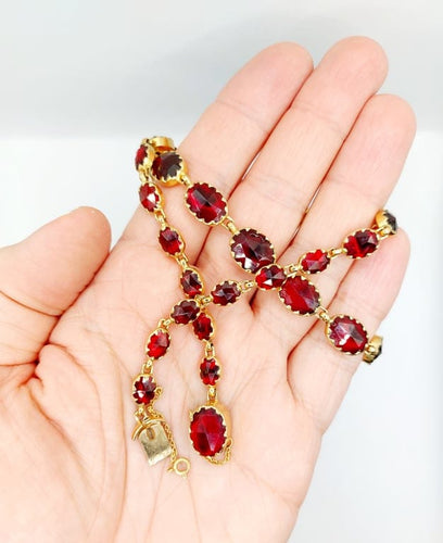 Collier Collier antique en or 18 carats aux grenats de Perpignan (circa 1920) 58 Facettes A06698