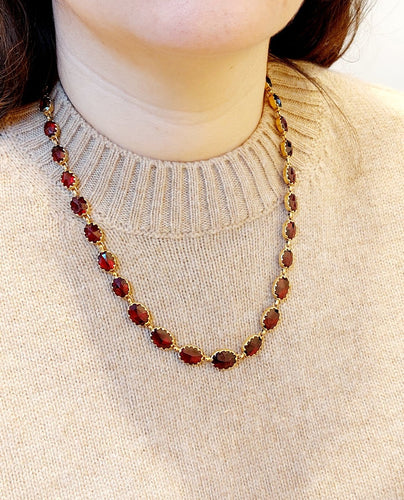 Collier Collier antique en or 18 carats aux grenats de Perpignan (circa 1920) 58 Facettes A06698