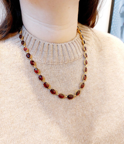 Collier Collier antique en or 18 carats aux grenats de Perpignan (circa 1920) 58 Facettes A06698