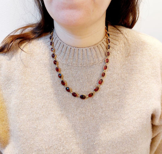 Collier Collier antique en or 18 carats aux grenats de Perpignan (circa 1920) 58 Facettes A06698
