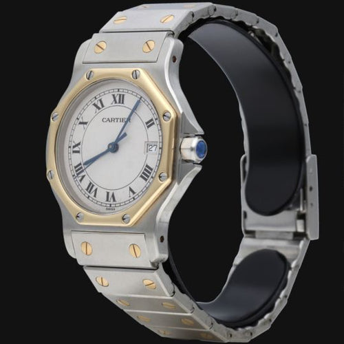 Montre Cartier Santos - Montre ronde Octagon en or jaune et acier 58 Facettes MT45328