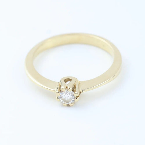 Bague 55 Bague solitaire en or jaune 18 carats avec diamant taille brillant 58 Facettes 130003