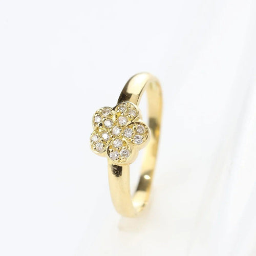 Bague 56 Bague motif floral en or jaune 18 carats et diamants 58 Facettes 129058B