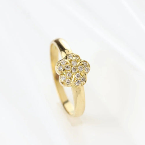 Bague 56 Bague motif floral en or jaune 18 carats et diamants 58 Facettes 129058B