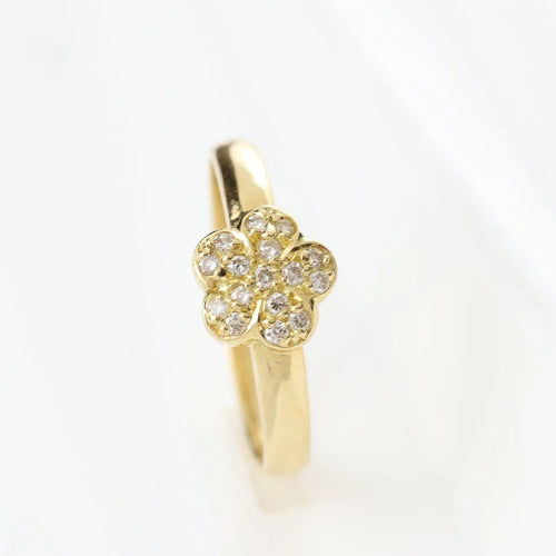 Bague 56 Bague motif floral en or jaune 18 carats et diamants 58 Facettes 129058B