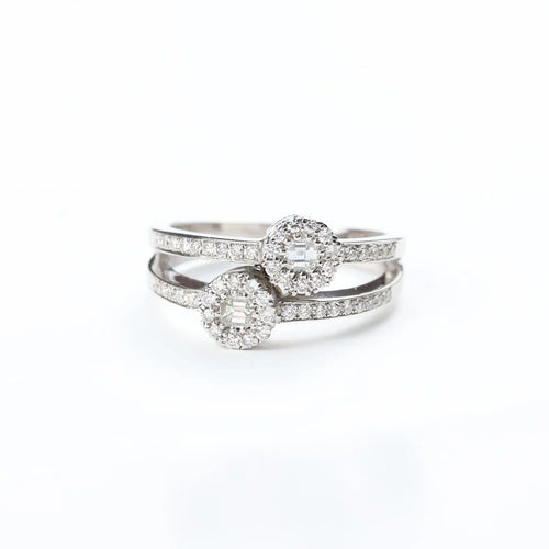 Bague 57 Bague « Toi et Moi » en or blanc 18 carats avec diamants 58 Facettes 146/23