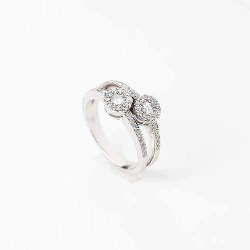 Bague 57 Bague « Toi et Moi » en or blanc 18 carats avec diamants 58 Facettes 146/23