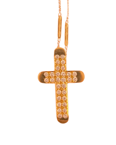 Collier Collier chaîne et croix en or jaune et diamants 58 Facettes croix j diamants